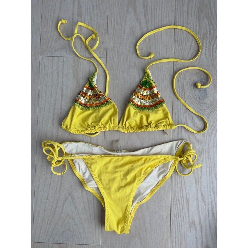 Simons Swim Bikini Set Yellow Rhinestone ( M )